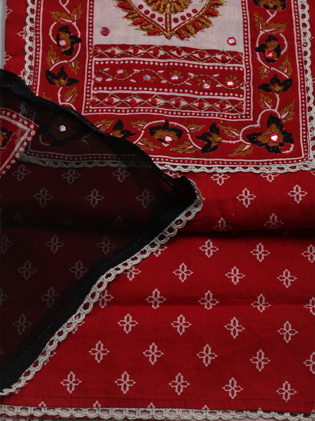 Embroidered Cotton Blend Unstitched Suit With Dupatta