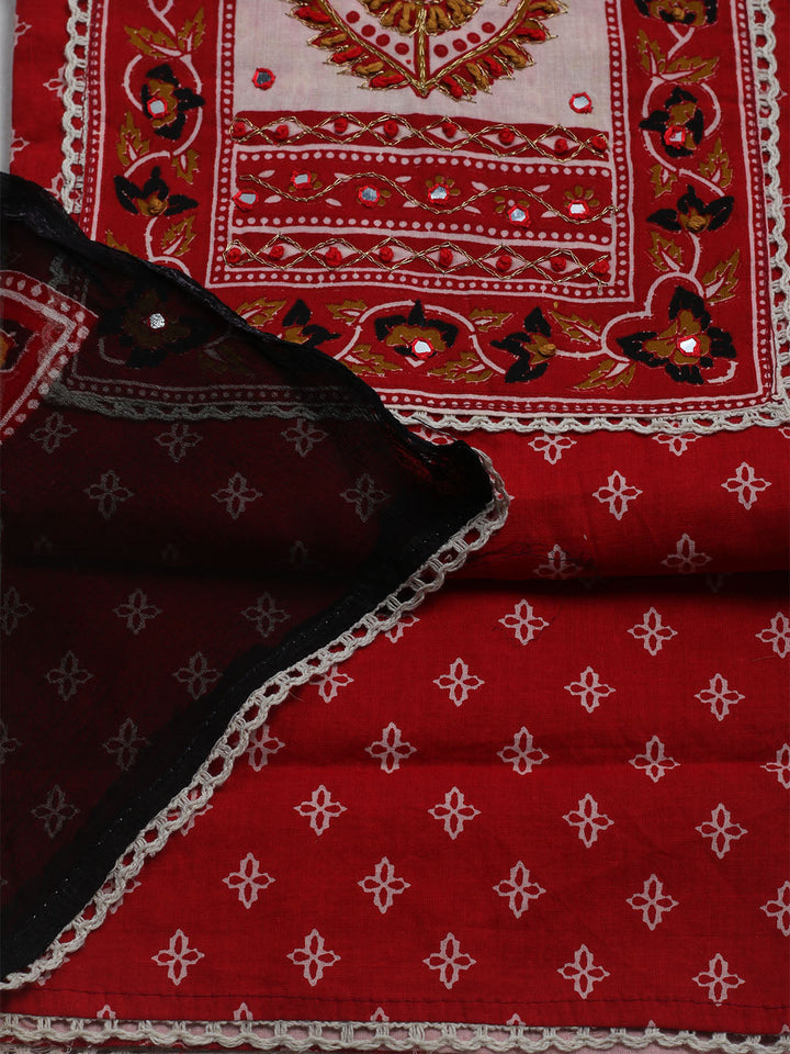 Embroidered Cotton Blend Unstitched Suit With Dupatta