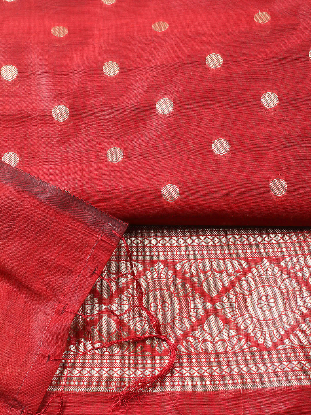 Woven Design Chanderi Unstitched Suit With Pant Dupatta