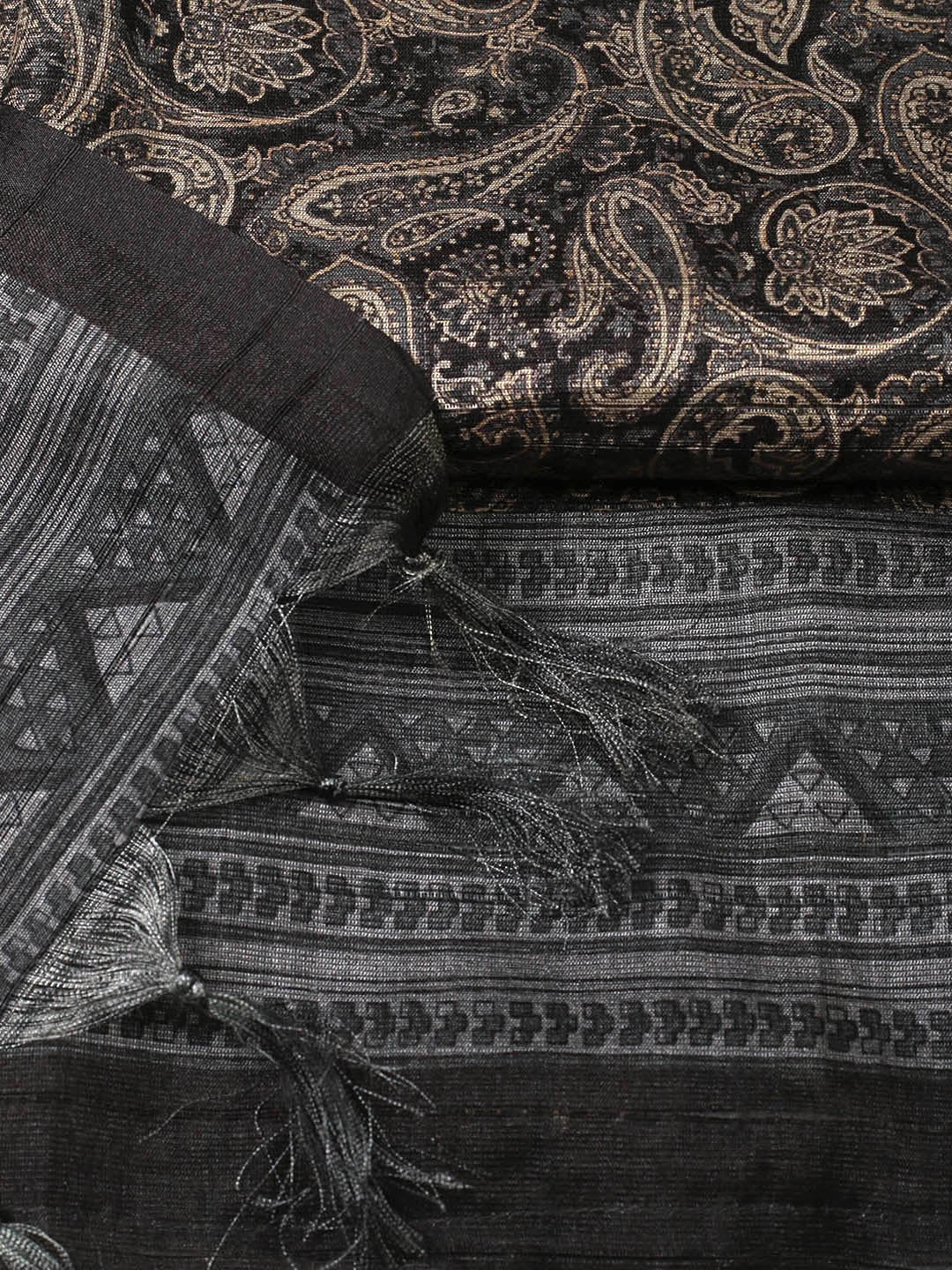 Printed Chanderi Unstitched Suit With Pant &amp; Dupatta
