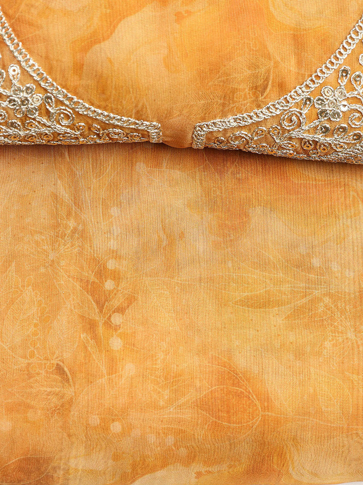 Neck Embroidered Organza Unstitched Suit With Dupatta