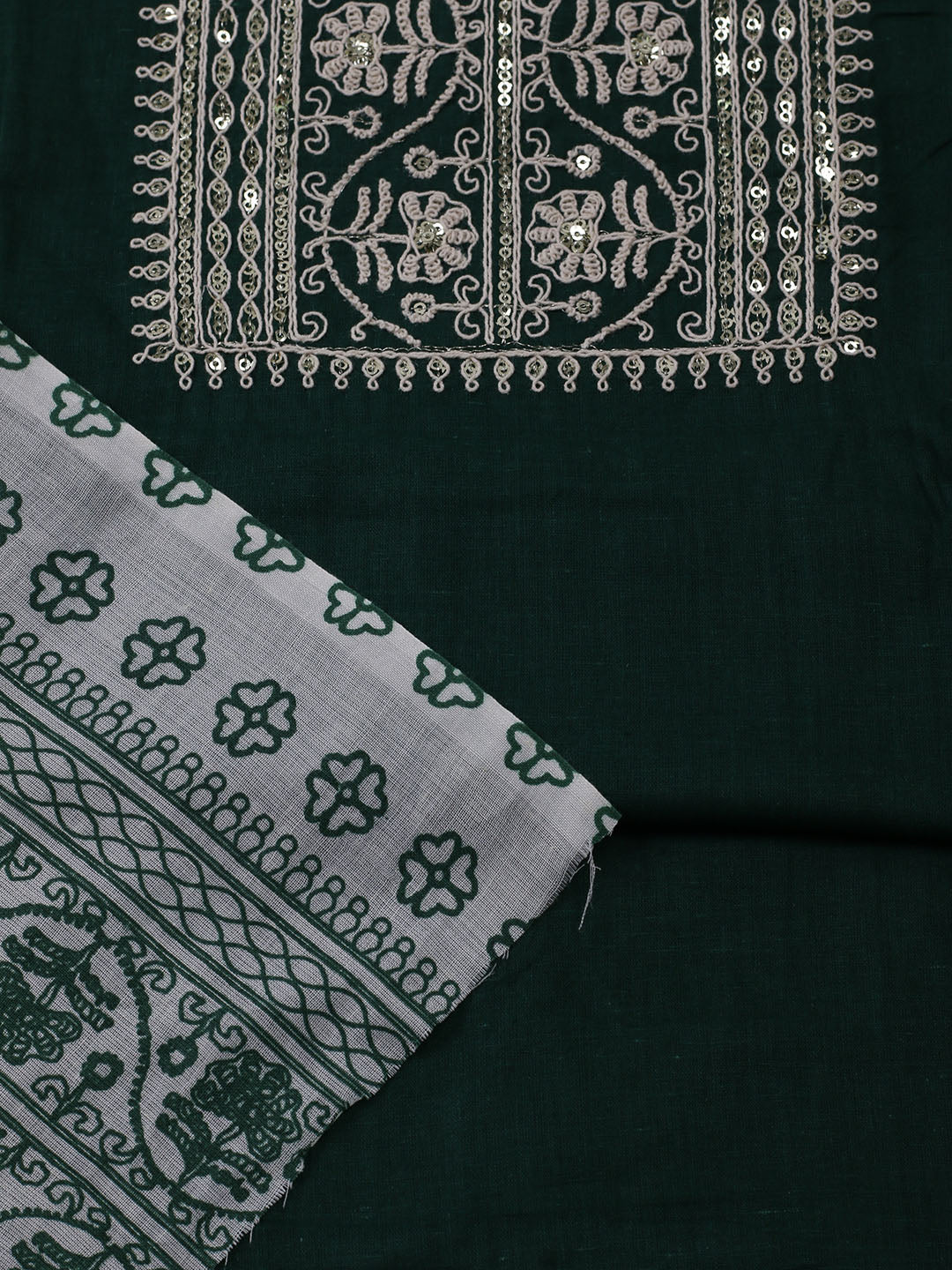 Neck Embroidered Cotton Blend Unstitched Suit With Dupatta