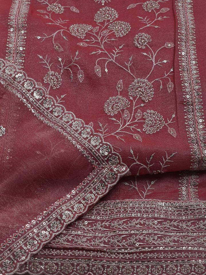 Embroidered Tissue Unstitched Suit With Dupatta