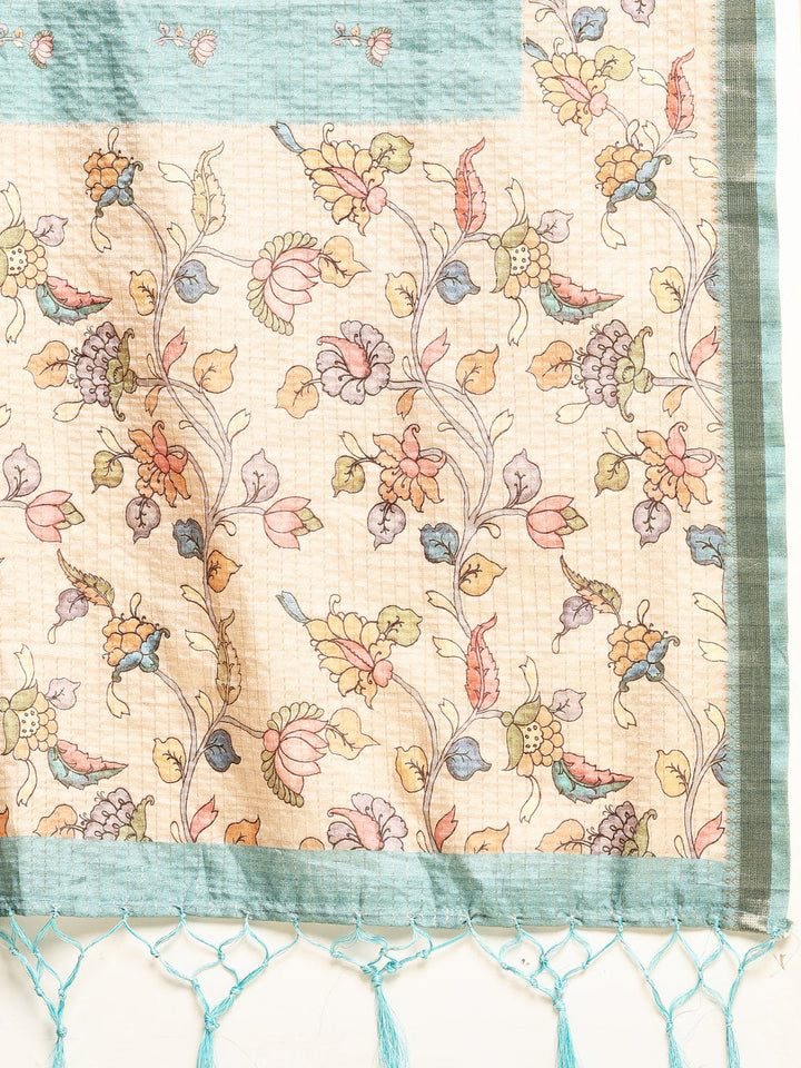 Floral Printed Tussar Saree