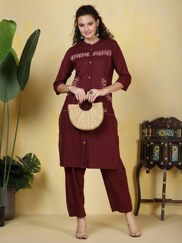 Printed Cotton Blend Kurta With Pants
