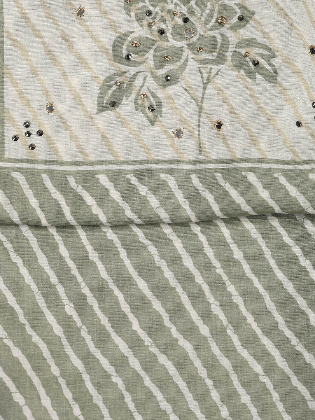 Printed Cotton Blend Unstitched Suit With Dupatta