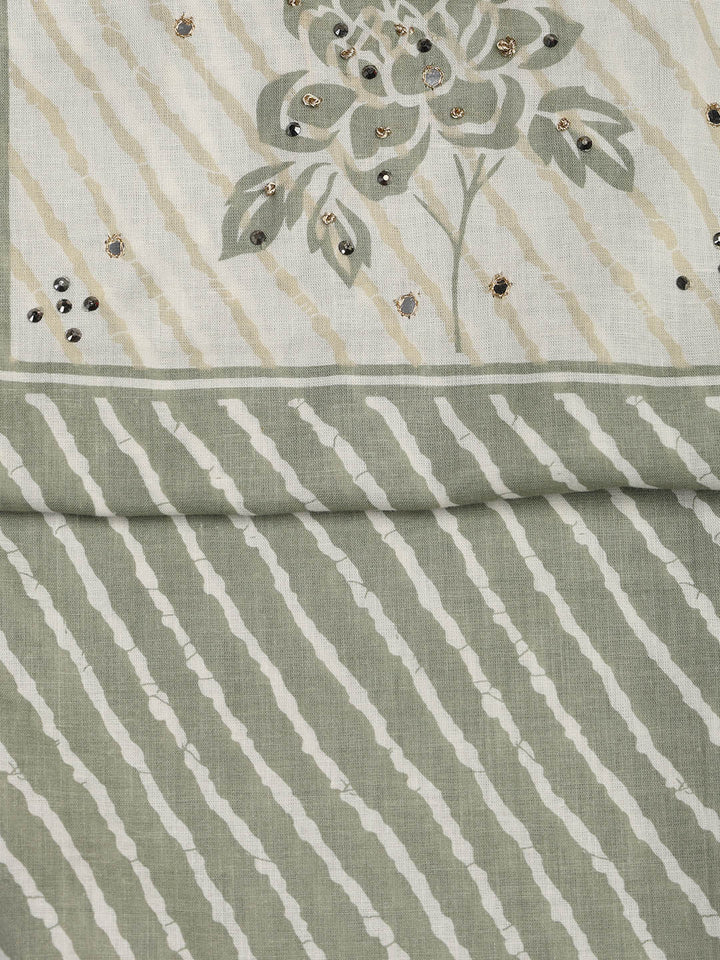 Printed Cotton Blend Unstitched Suit With Dupatta