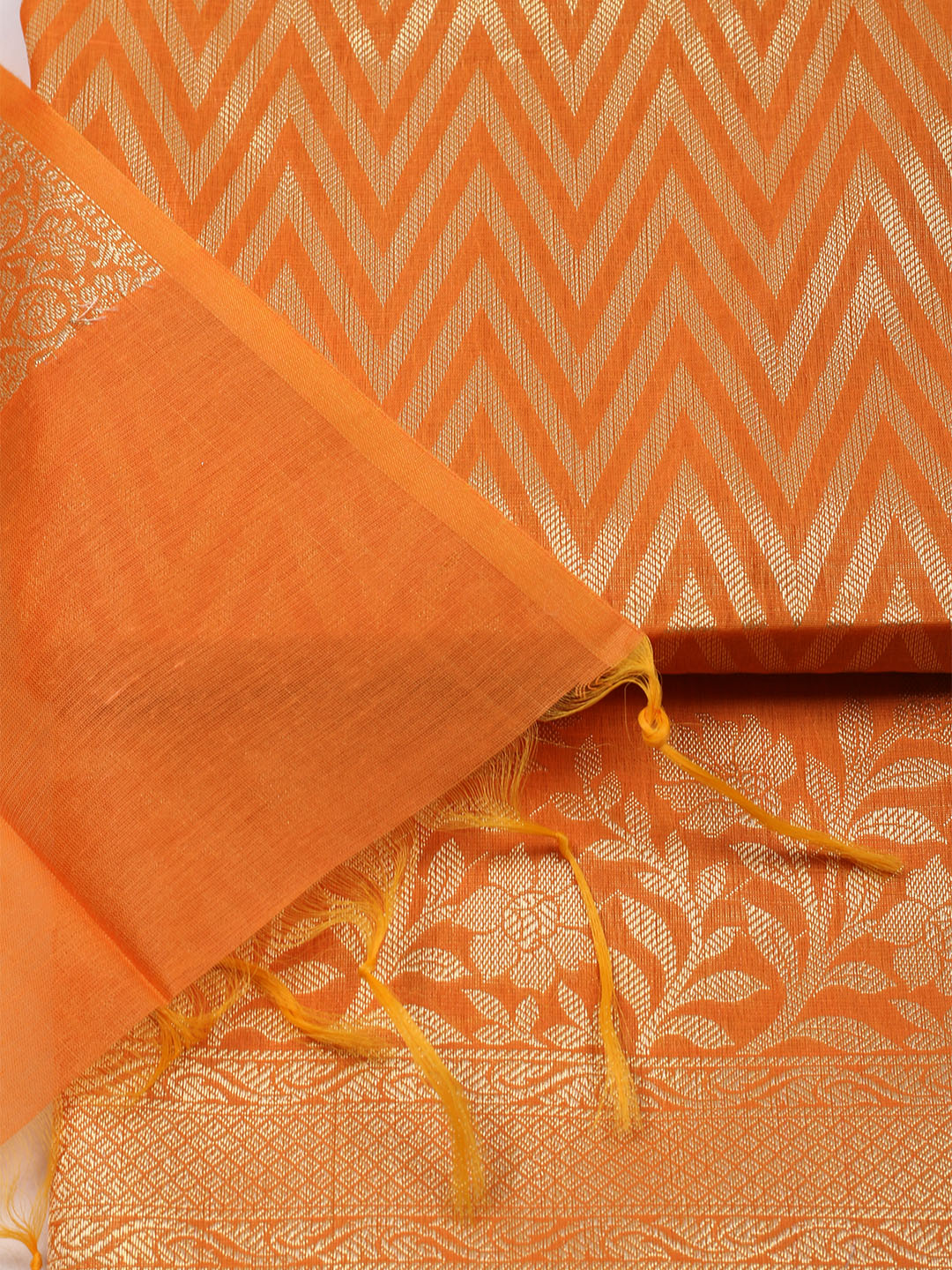 Printed Chanderi Unstitched Suit With Dupatta