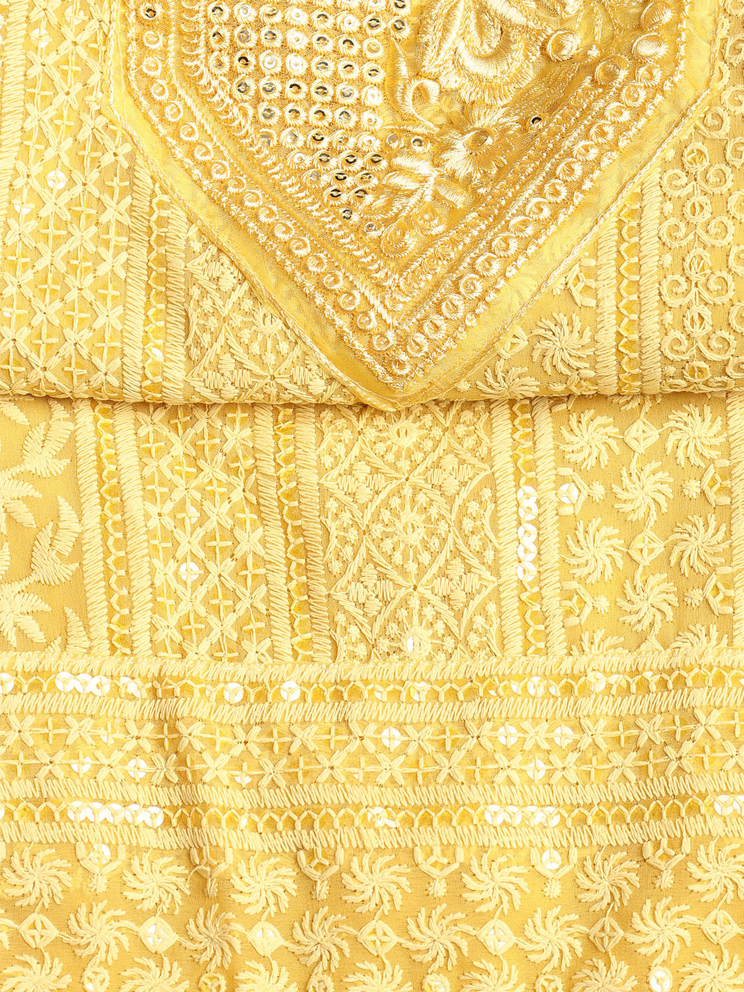 Chikan Work Georgette Unstitched Suit With Dupatta