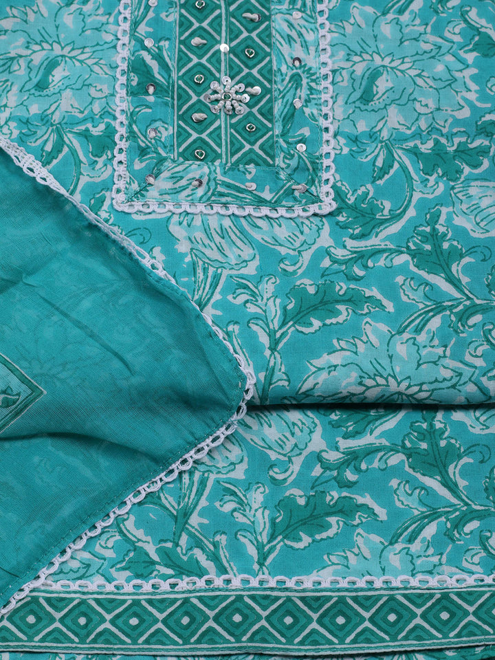 Printed Cotton Blend Unstitched Suit With Dupatta