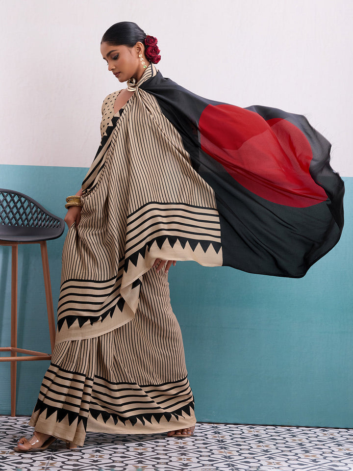 Printed Satin Saree