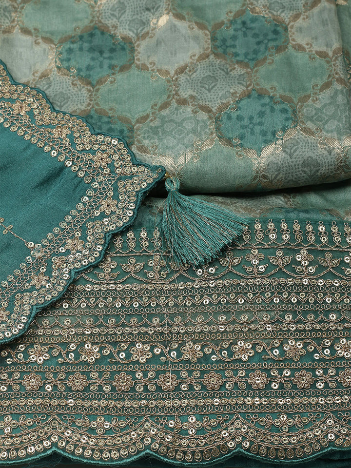 Woven Design Cotton Blend Unstitched Suit With Dupatta