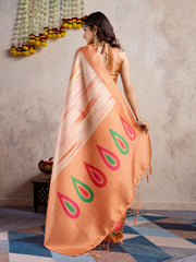 Floral Printed Zari Border Art Silk Woven Saree