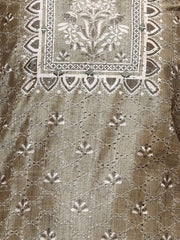 Schiffli Printed Tussar Unstitched Suit Piece With Dupatta