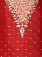 Neck Embroidery Organza Unstitched Suit Piece With Woven Dupatta