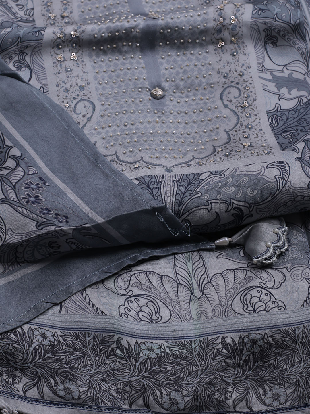 Printed Crepe Unstitched Suit With Dupatta