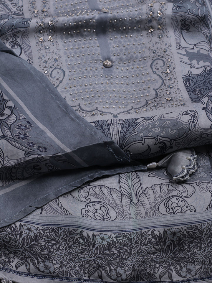 Printed Crepe Unstitched Suit With Dupatta