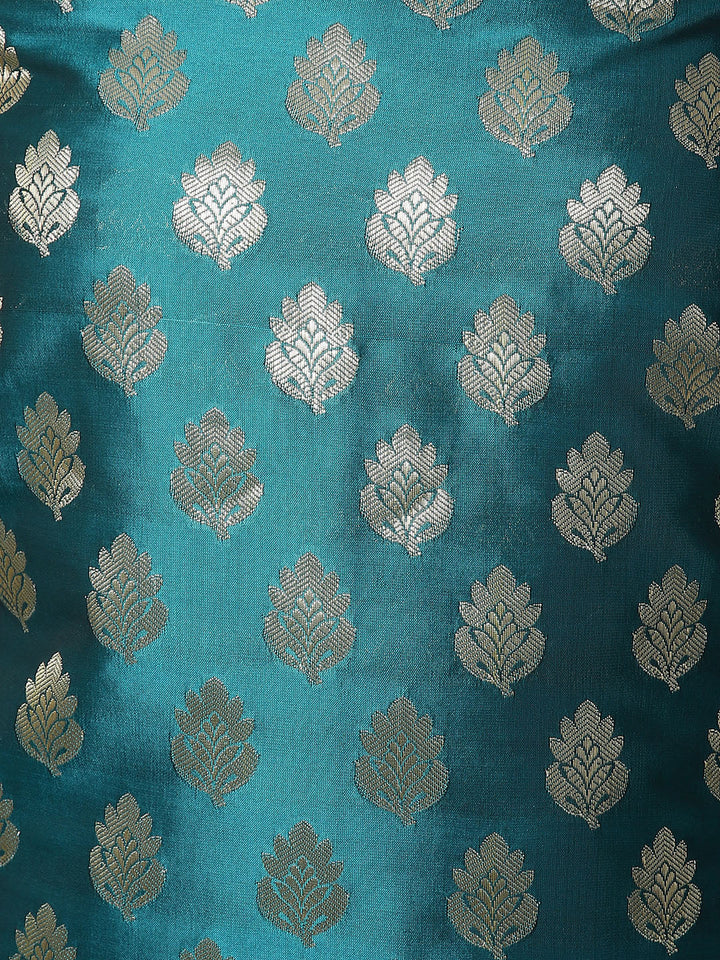 Woven Banarasi Chanderi Unstitched Suit With Dupatta