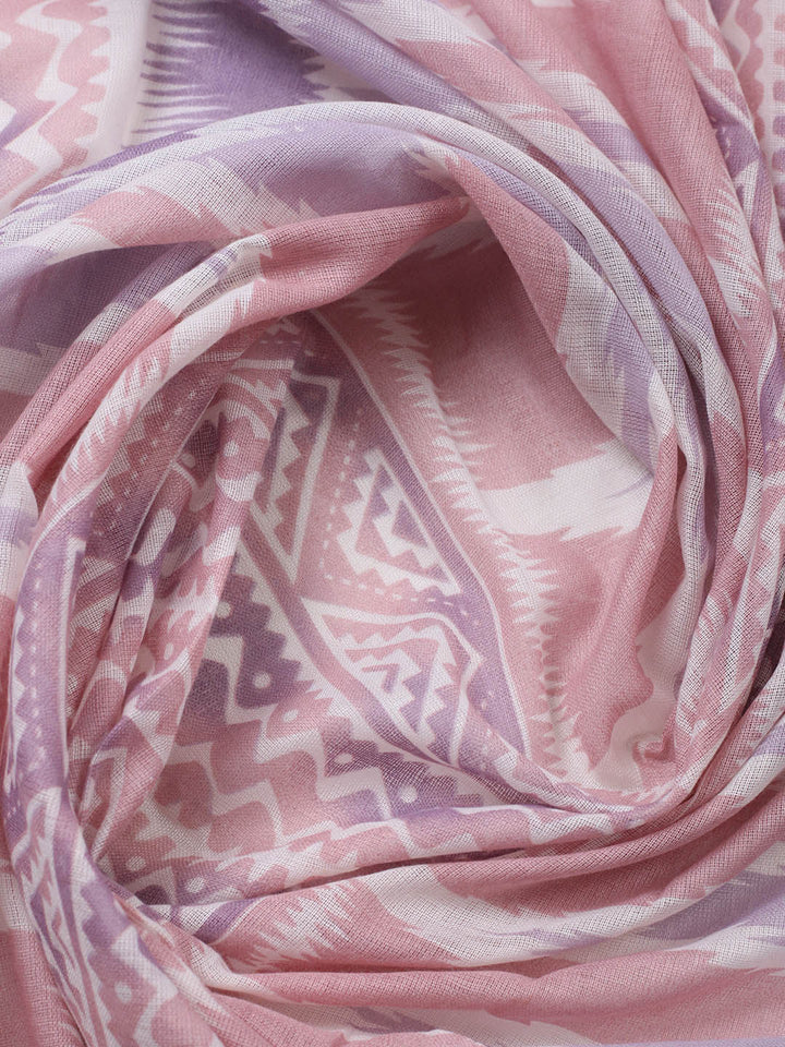 Printed Cotton Blend Unstitched Suit With Pant &amp; Dupatta