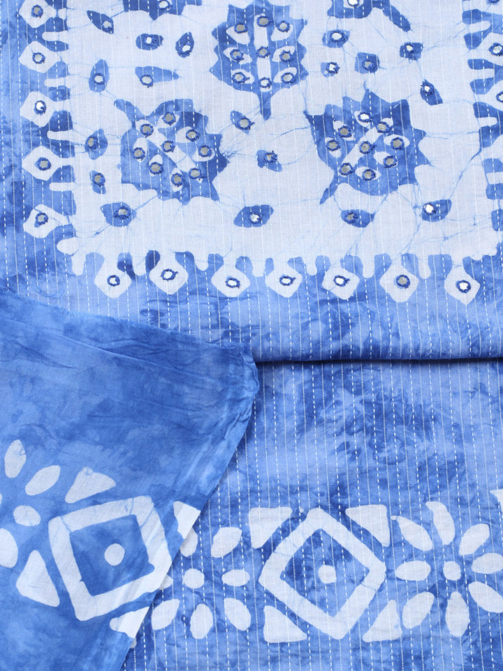 Embroidered Cotton Blend Unstitched Suit With Pant &amp; Dupatta