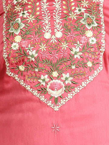 Neck Embroidered Cotton Blend Unstitched Suit Piece With Dupatta