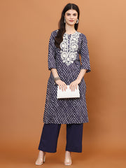 Resham Work Cotton Blend Kurti With Pants