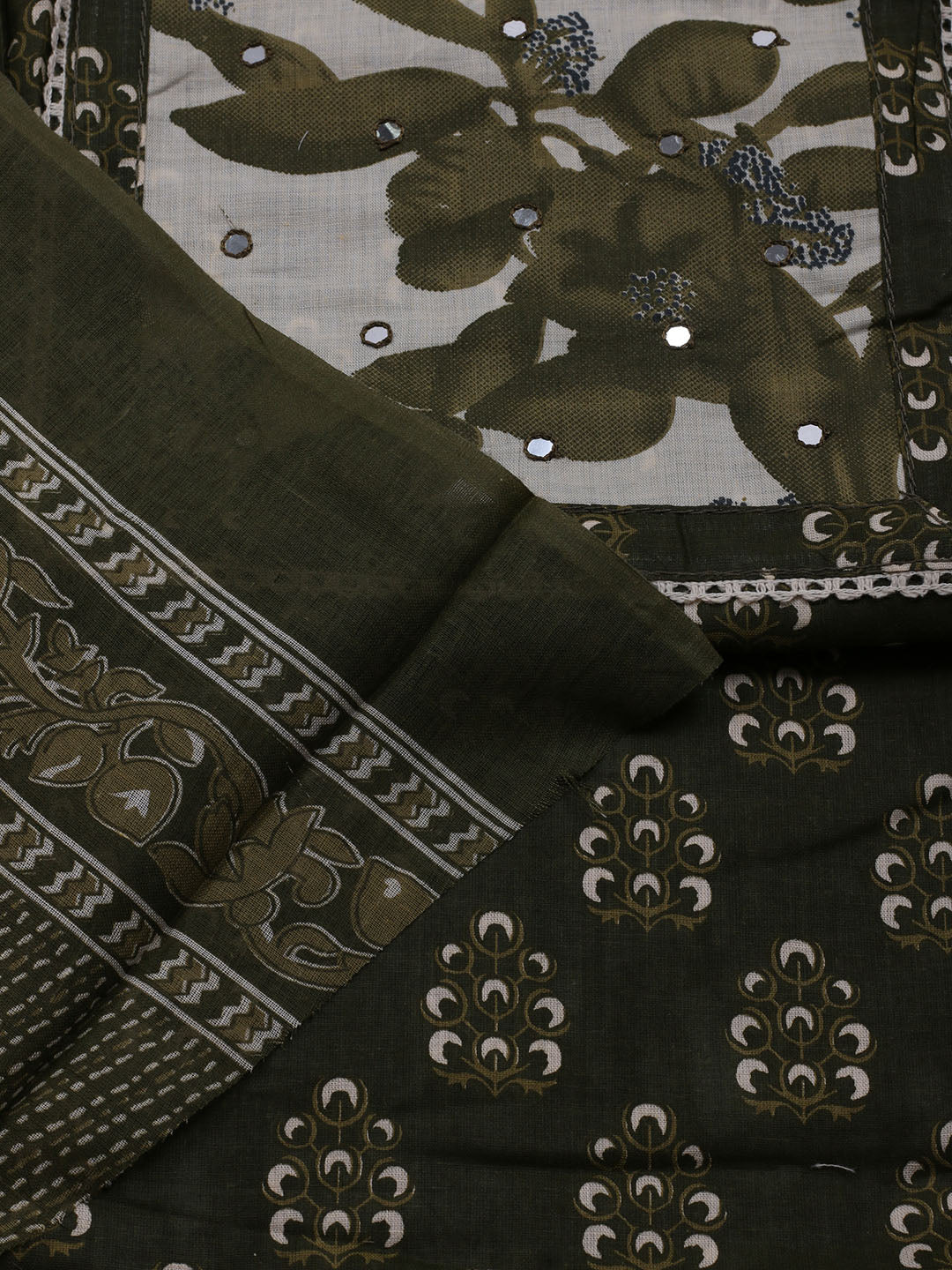 Printed Cotton Blend Unstitched Suit With Dupatta