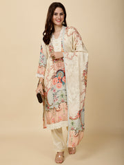 Printed Muslin Suit Set With Dupatta