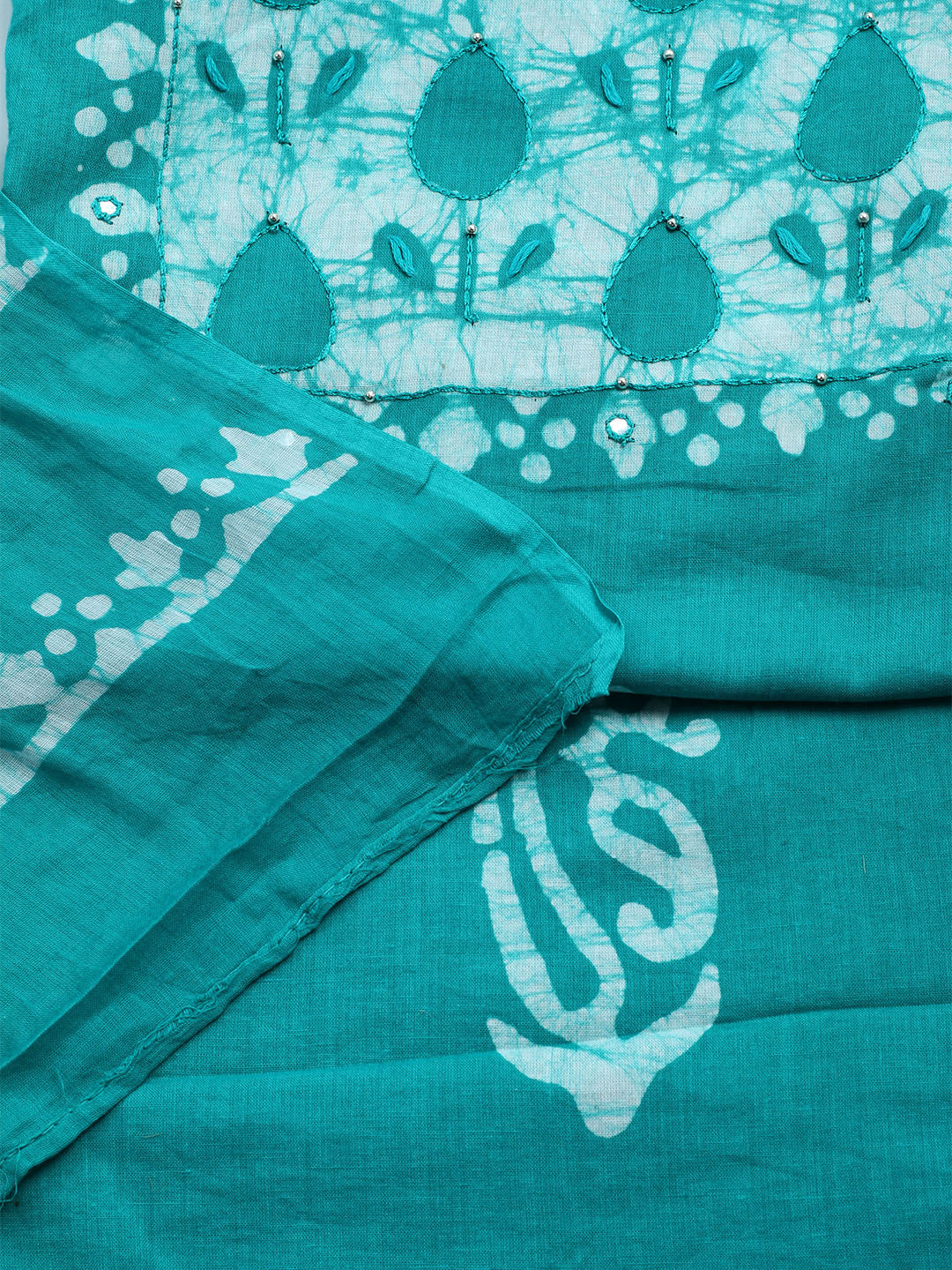 Printed Cotton Blend Unstitched Kurta With Pant &amp; Dupatta