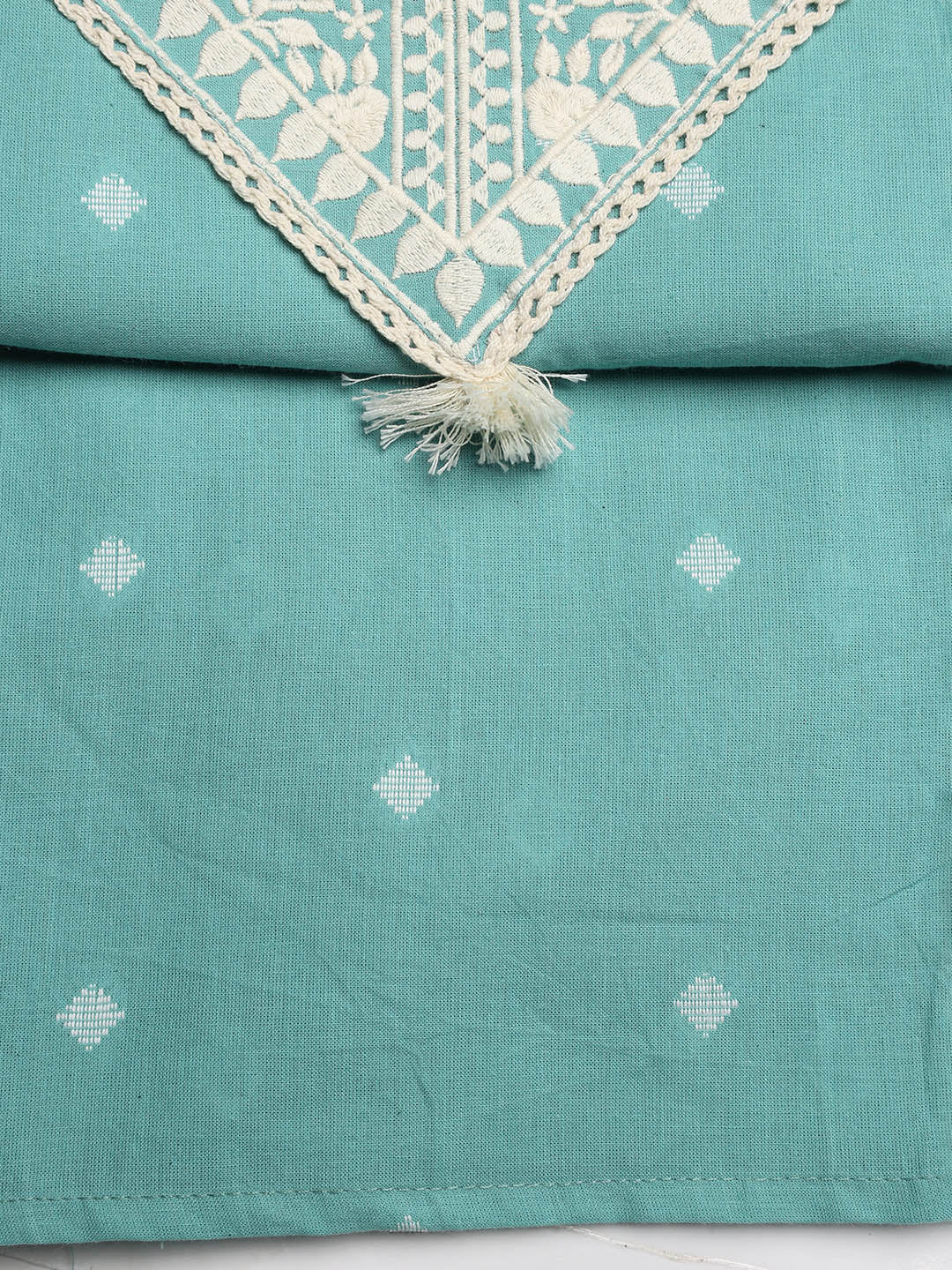 Neck Embroidered Cotton Blend Unstitched Suit With Dupatta