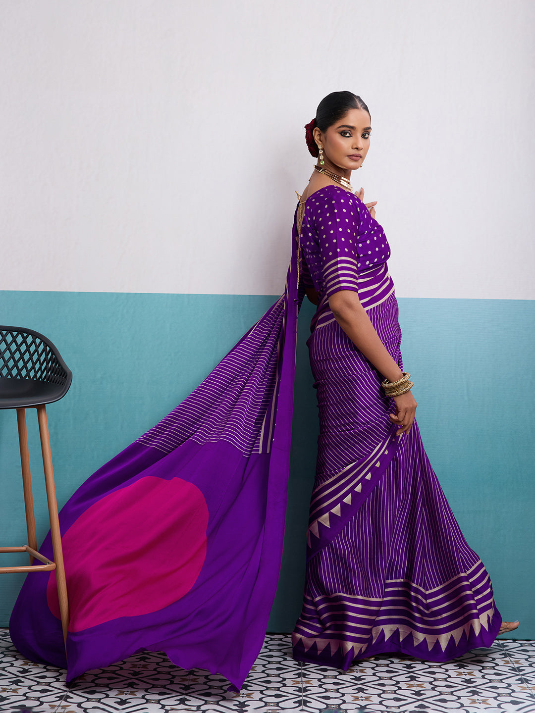 Printed Satin Saree