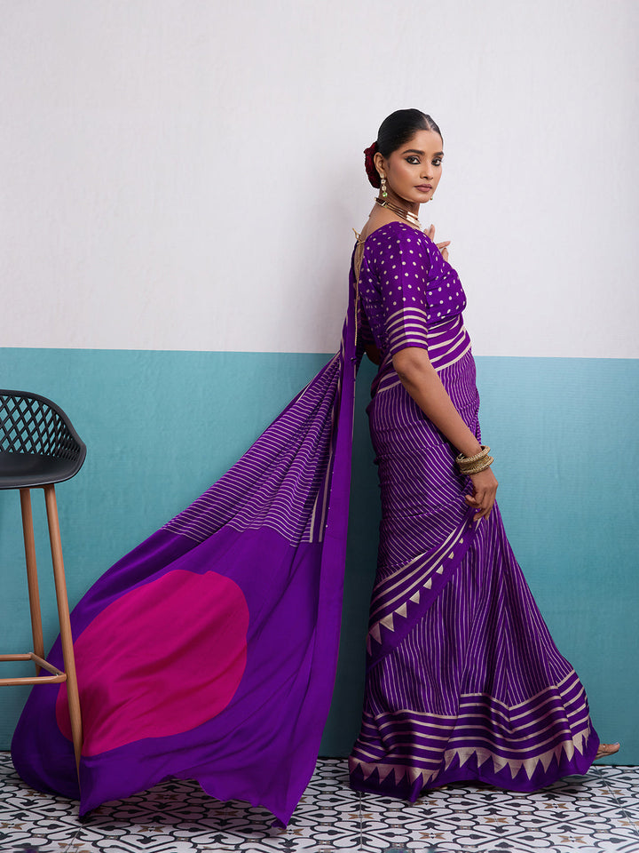 Printed Satin Saree