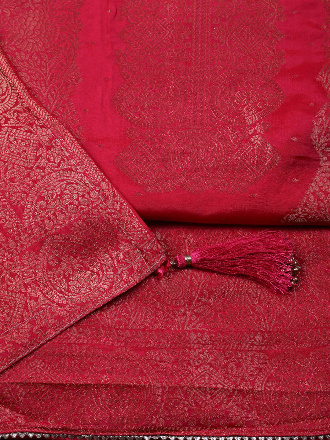 Woven Design Chanderi Unstitched Suit With Pant &amp; Dupatta