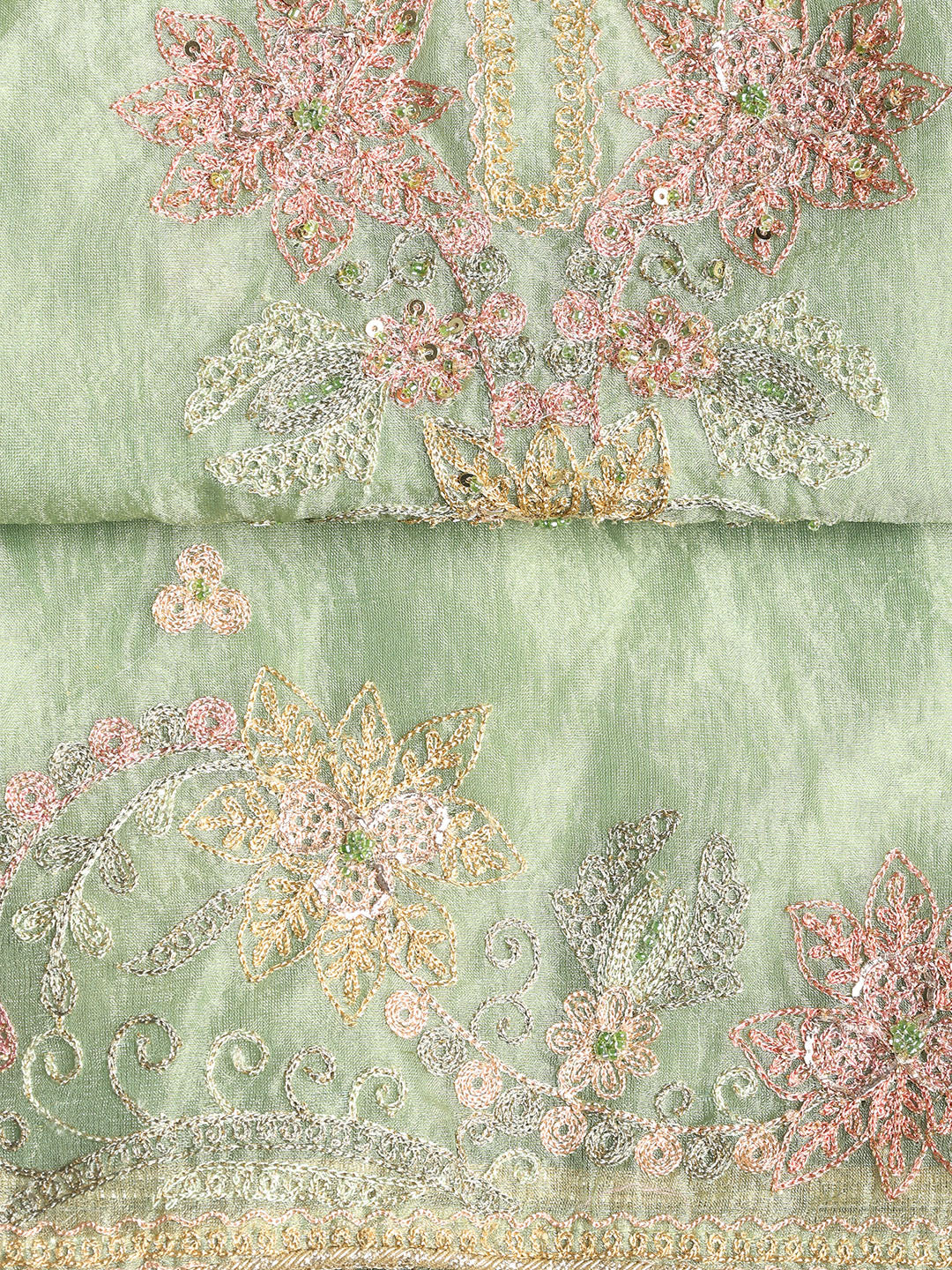 Embroidered Tissue Unstitched Suit With Dupatta