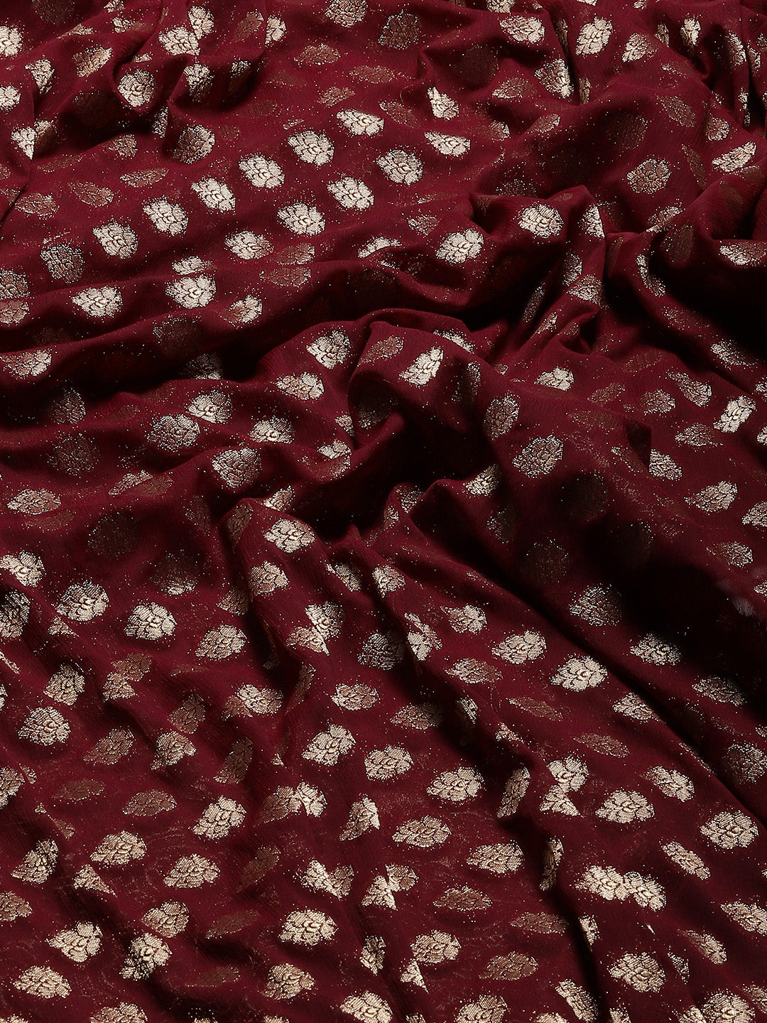 Zari Border Booti Chiffon Woven Saree