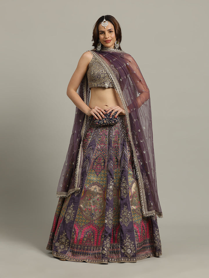 Multi Kali Art Silk Choli With Lehenga &amp; Dupatta