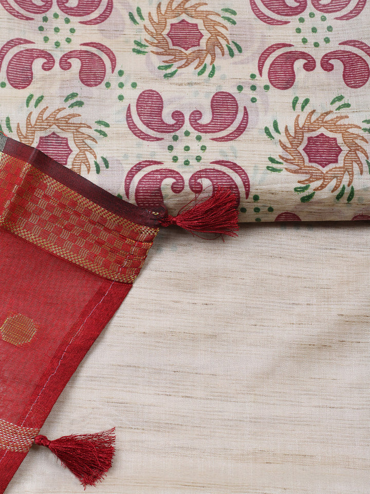 Banarasi Chanderi Unstitched Suit With Pant &amp; Dupatta