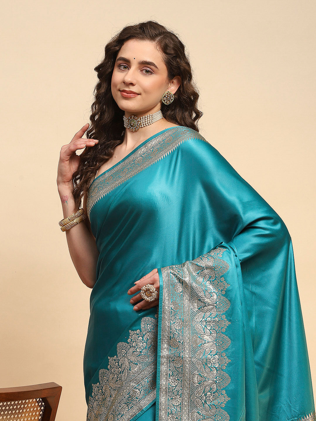 Woven Design Satin Saree