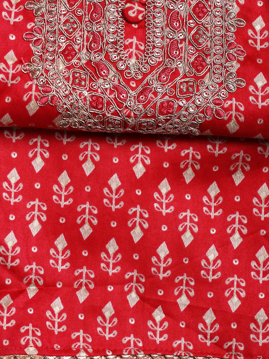 Neck Embroidered Cotton Blend Unstitched Suit With Dupatta