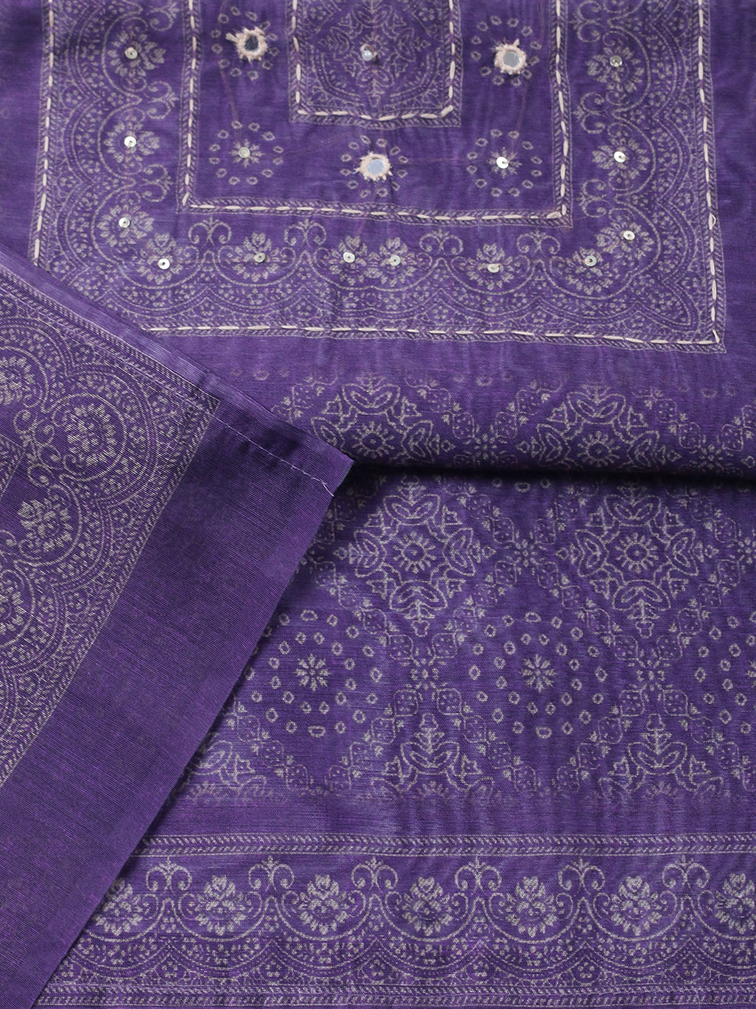 Embroidered Linen Blend Unstitched Suit With Pant &amp; Dupatta