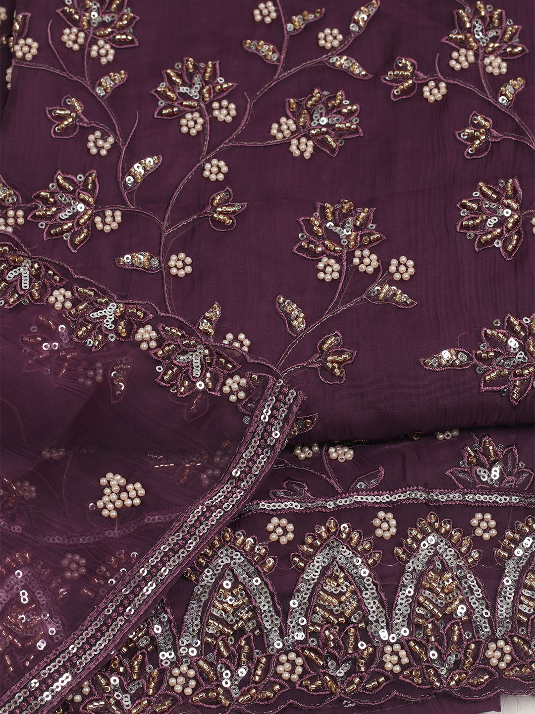 Embroidered Chiffon Unstitched Suit With Dupatta