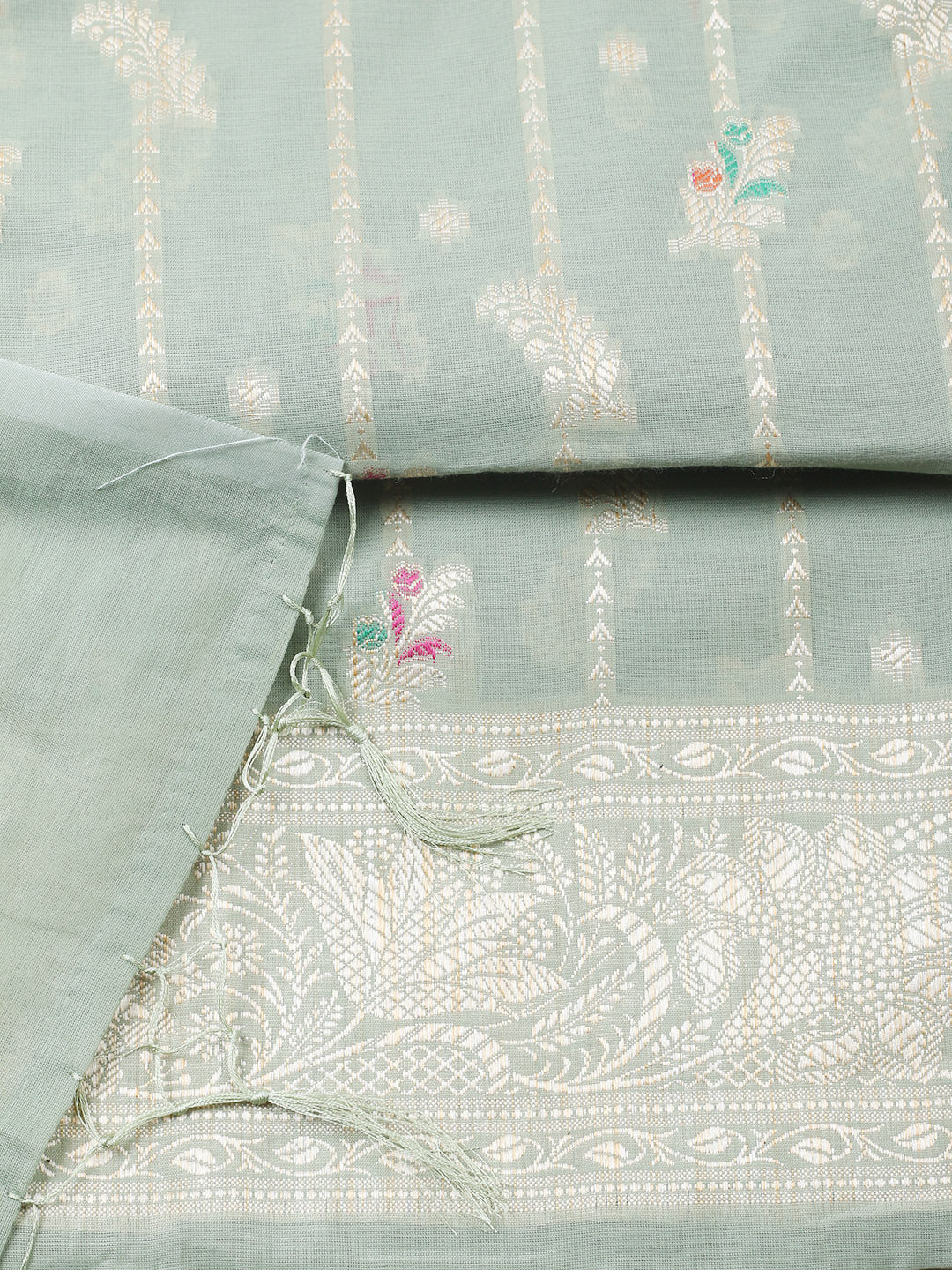 Woven Design Chanderi Unstitched Suit With Pant &amp; Dupatta
