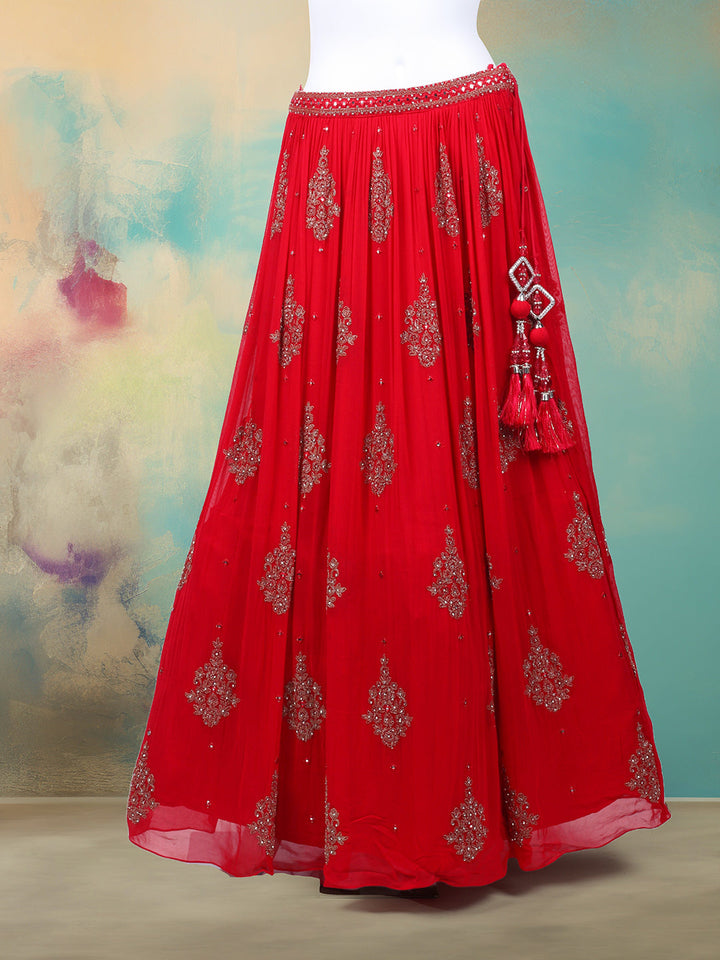 Resham Mirror Work Georgette Choli With Lehenga &amp; Dupatta