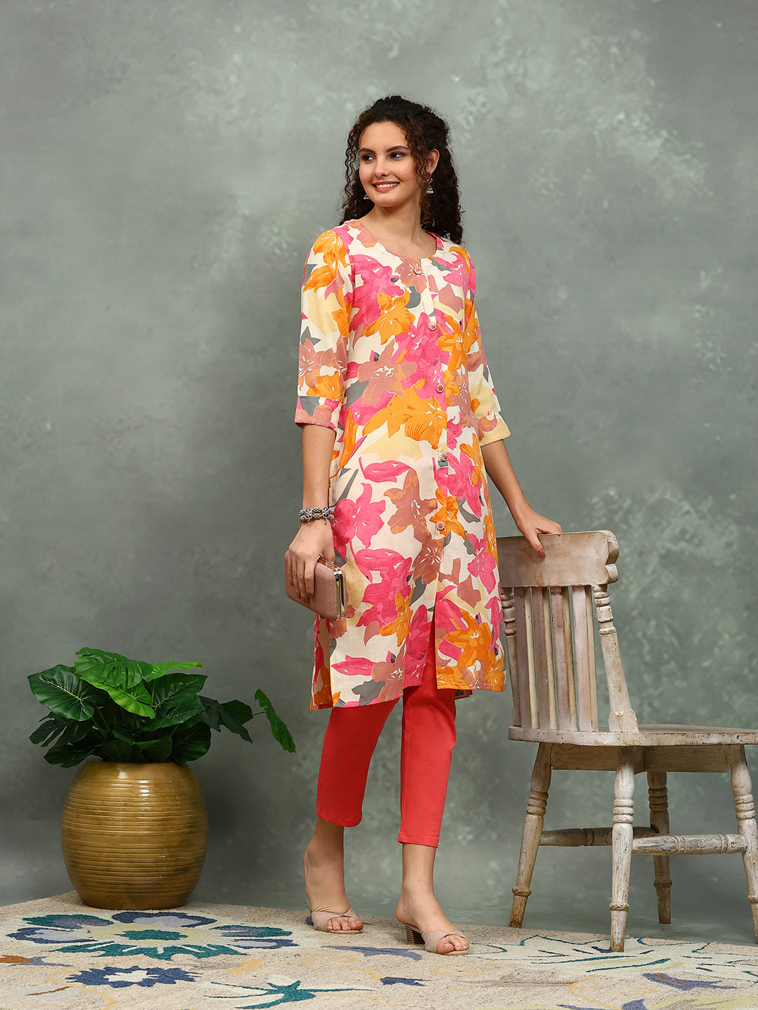 Floral Printed Cotton Kurta