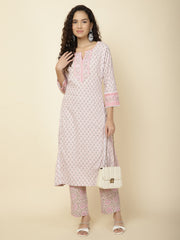 Tropical Printed Cotton Kurta With Pants