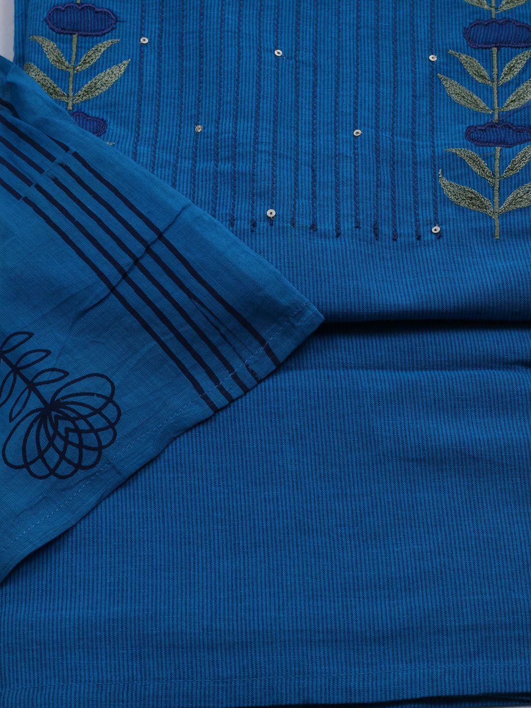 Neck Embroidered Cotton Blend Unstitched Suit With Dupatta