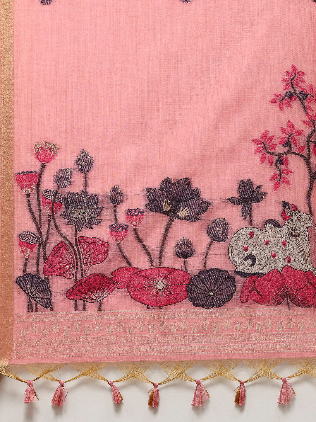 Woven Border Booti Art Silk Saree