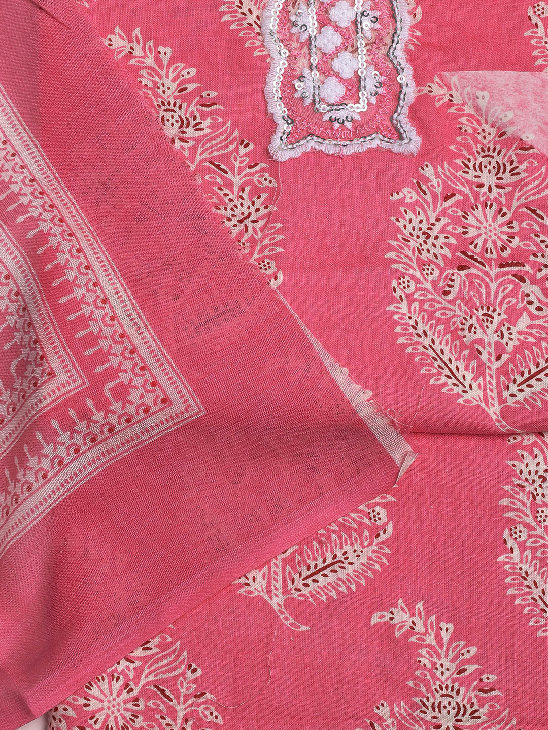 Printed Cotton Blend Unstitched Suit With Dupatta
