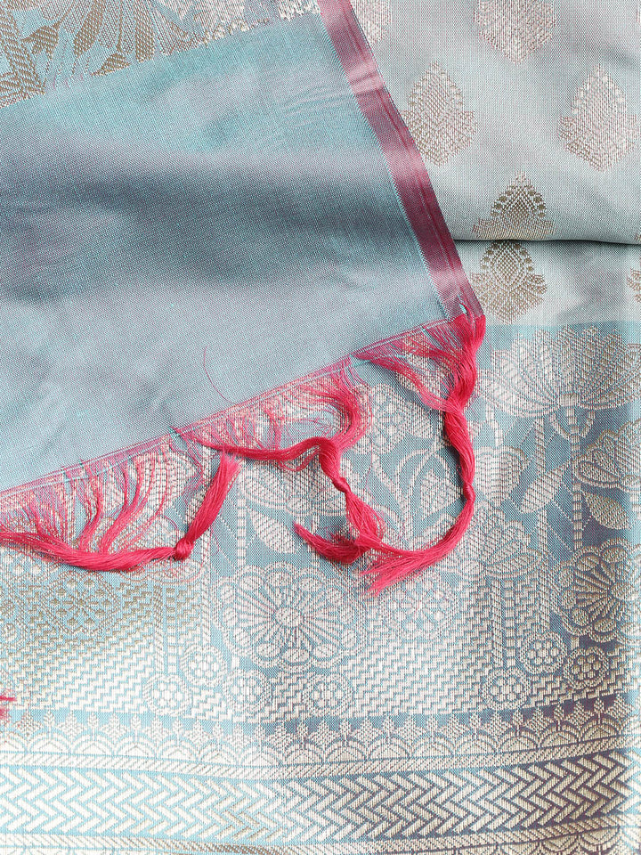 Woven Banarasi Chanderi Unstitched Suit With Dupatta