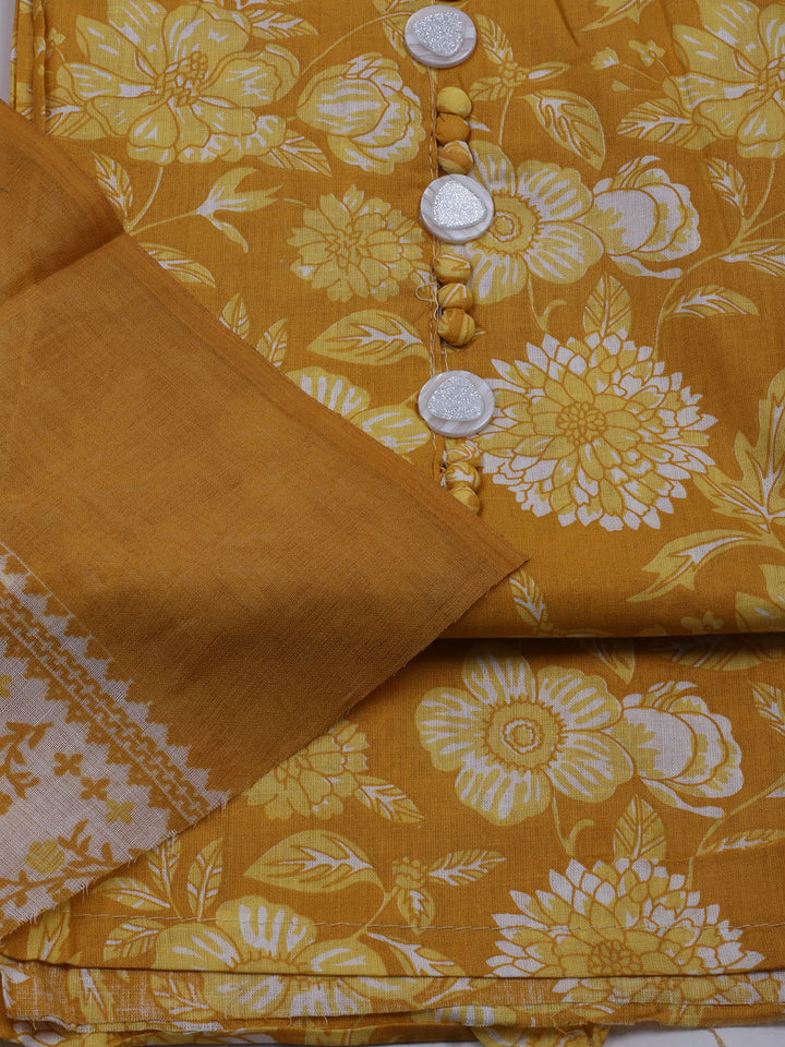 Printed Cotton Blend Unstitched Suit With Dupatta